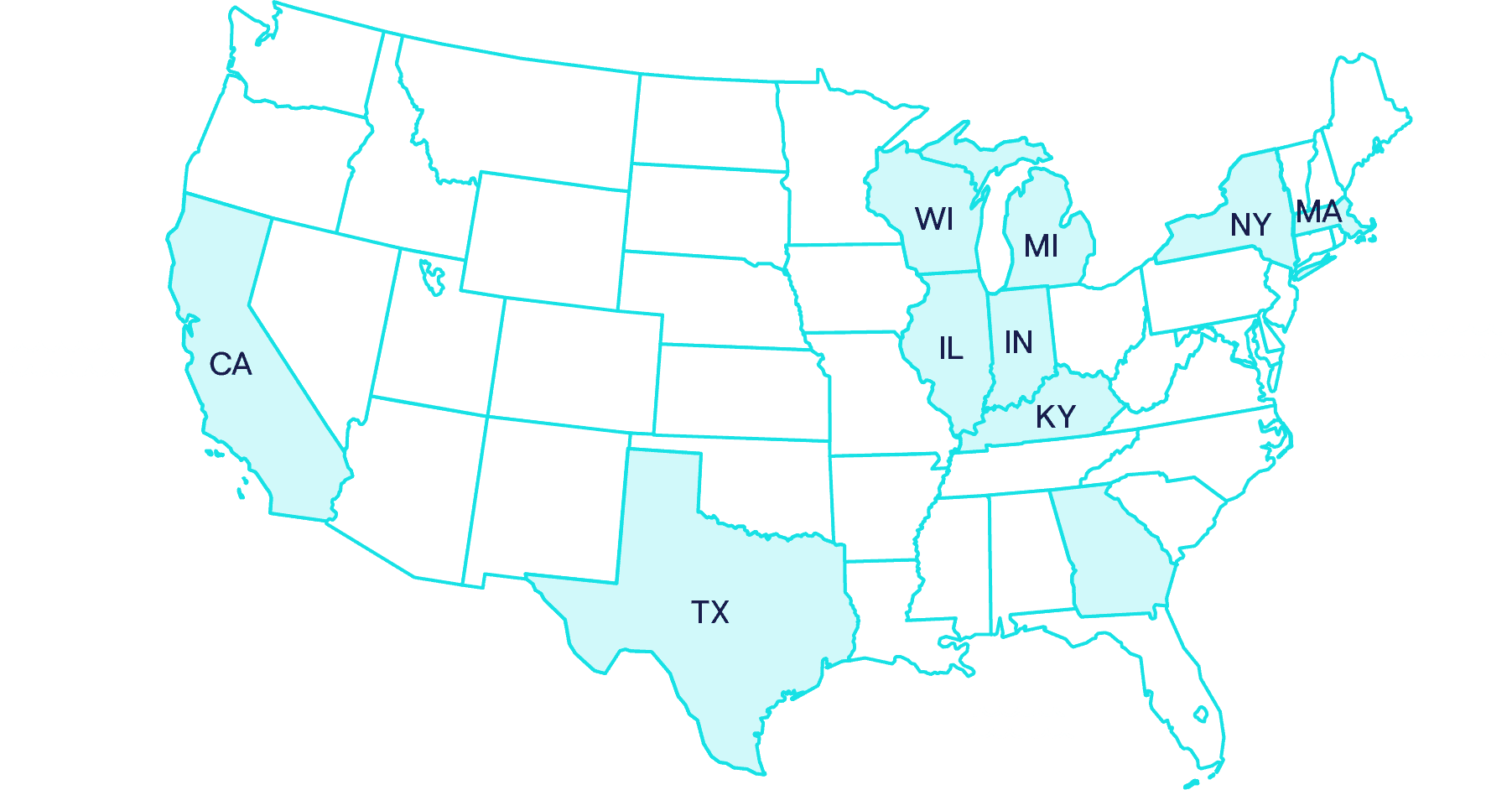 Map showing OneGoal locations